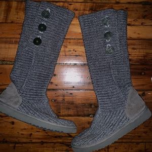 Ugg Gray Sweater Tall Boots w/ Buttons on the Side